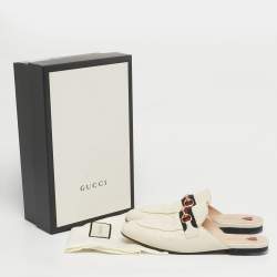 Pre Owned Gucci Princetown Size 39.5 Cream Leather Mules