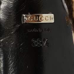 Pre Owned صندل غوتشي منصة كعب سيور للكاحل جلد براءة أزرق كلوديي مزين بمسامير الحصان مقاس 39