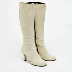 مملوكة مسبقًا حذاء بوت غووتشي "أنوك" شامواه بني بطول الركبة مقاس 40