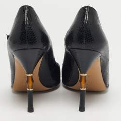 مملوكة مسبقًا Gucci Bamboo Size 38.5 Black Water Snake Leather Pointed Toe Pumps