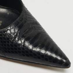 مملوكة مسبقًا Gucci Bamboo Size 38.5 Black Water Snake Leather Pointed Toe Pumps