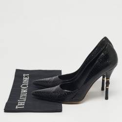 مملوكة مسبقًا Gucci Bamboo Size 38.5 Black Water Snake Leather Pointed Toe Pumps