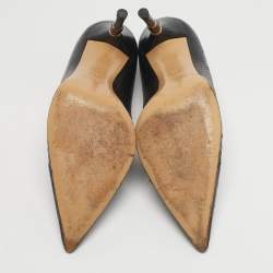 مملوكة مسبقًا Gucci Bamboo Size 38.5 Black Water Snake Leather Pointed Toe Pumps