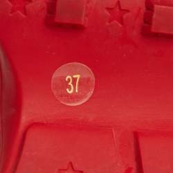 Pre Owned Gucci Rhyton Size 37 Red Leather 100th Anniversary Red Lace Up Sneakers