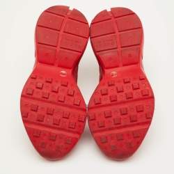 Pre Owned Gucci Rhyton Size 37 Red Leather 100th Anniversary Red Lace Up Sneakers