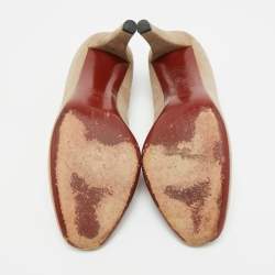 Pre Owned Gucci Mischa Size 38 Beige Suede Tassel Loafer Pumps