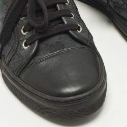 مملوكة مسبقًا حذاء رياضي غوتشي رباط كانفاس GG وجلد رمادي وأسود مقاس 36