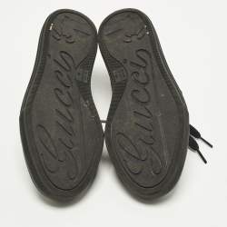 مملوكة مسبقًا حذاء رياضي غوتشي رباط كانفاس GG وجلد رمادي وأسود مقاس 36