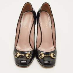 مملوكة مسبقًا حذاء كعب عالي غوتشي جوليني مزين هورسبيت مقدمة مفتوحة جلد بيج مقاس 35.5