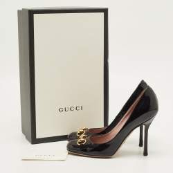 مملوكة مسبقًا حذاء كعب عالي غوتشي جوليني مزين هورسبيت مقدمة مفتوحة جلد بيج مقاس 35.5