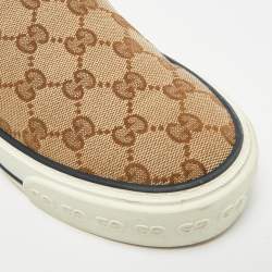 مملوكة مسبقًا حذاء رياضي غوتشي تنس 1977 قماش كريمي/بيج سهل الارتداء مقاس 37