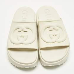 مملوكة مسبقًا صندل منصة مطاطي بيج غوتشي GG مقاس 38