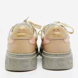 مملوكة مسبقًا Gucci Chunky B Size 38.5 Multicolor GG Canvas and Leather Lace Up Sneakers