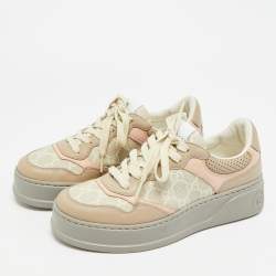 مملوكة مسبقًا Gucci Chunky B Size 38.5 Multicolor GG Canvas and Leather Lace Up Sneakers