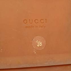 Pre Owned صندل سلايد غوتشي نعل سميك كانفاس GG بيج/ عنابي مقاس 39