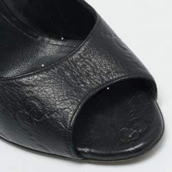 مملوكة مسبقًا حذاء كعب عالي غوتشي جلد أسود مفتوح من الأمام مقاس 36