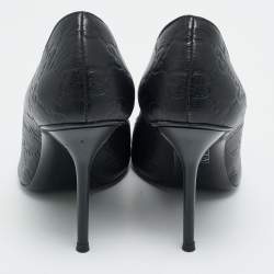 مملوكة مسبقًا حذاء كعب عالي غوتشي جلد أسود مفتوح من الأمام مقاس 36