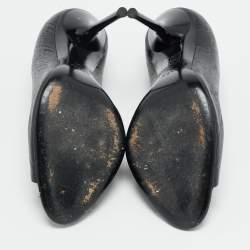 مملوكة مسبقًا حذاء كعب عالي غوتشي جلد أسود مفتوح من الأمام مقاس 36