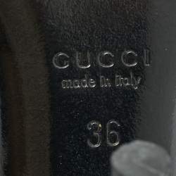 مملوكة مسبقًا حذاء كعب عالي غوتشي جلد أسود مفتوح من الأمام مقاس 36