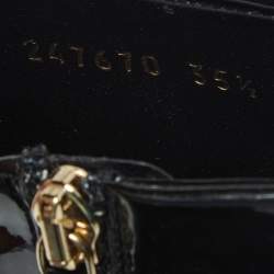 Pre Owned حذاء بوت كاحل غوتشي فيرنيس جلد لامع أسود مقاس 36.5