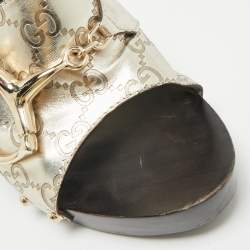 Pre Owned صندل غوتشي جلد ذهبي أيقون بيت مقاس 40