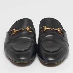 Pre Owned Gucci Princetown Size 39 Black Leather Flat Mules