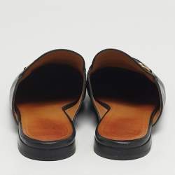 Pre Owned Gucci Princetown Size 39 Black Leather Flat Mules