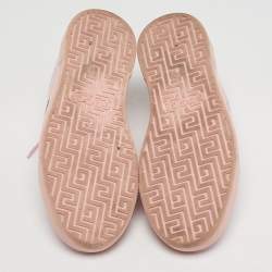 Pre Owned Gucci Ace Size 36.5 Pink Leather Web Lace Up Sneakers
