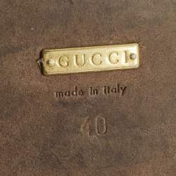 Pre Owned Gucci GG Web Size 40 Black Leather Horse bit Thong  Slingback Flat Sandals