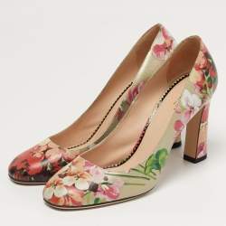 Pre Owned حذاء كعب عالي غوتشي جلد طباعة زهور متعدد الألوان مقاس 39