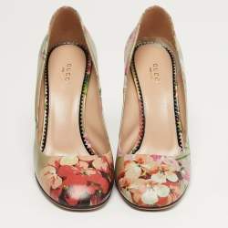 Pre Owned حذاء كعب عالي غوتشي جلد طباعة زهور متعدد الألوان مقاس 39