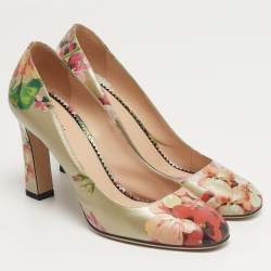 Pre Owned حذاء كعب عالي غوتشي جلد طباعة زهور متعدد الألوان مقاس 39