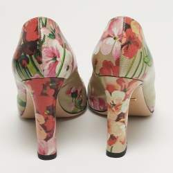 Pre Owned حذاء كعب عالي غوتشي جلد طباعة زهور متعدد الألوان مقاس 39
