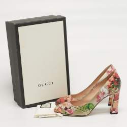 Pre Owned حذاء كعب عالي غوتشي جلد طباعة زهور متعدد الألوان مقاس 39
