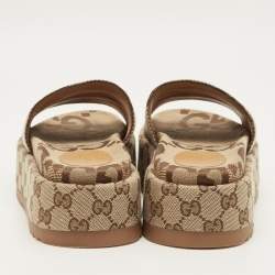 مملوكة مسبقًا Gucci Angelina Size 36.5 Beige GG Canvas  Slide Sandals