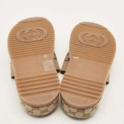 مملوكة مسبقًا Gucci Angelina Size 36.5 Beige GG Canvas  Slide Sandals