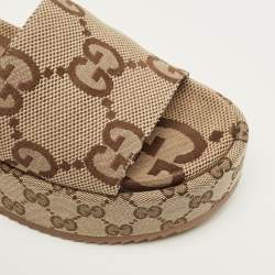 مملوكة مسبقًا Gucci Angelina Size 36.5 Beige GG Canvas  Slide Sandals