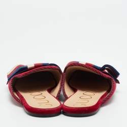 مملوكة مسبقًا Gucci Sylvie Size 37 Red Velvet Flat Slides