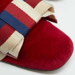 مملوكة مسبقًا Gucci Sylvie Size 37 Red Velvet Flat Slides