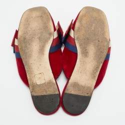 مملوكة مسبقًا Gucci Sylvie Size 37 Red Velvet Flat Slides