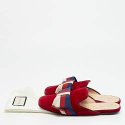 مملوكة مسبقًا Gucci Sylvie Size 37 Red Velvet Flat Slides