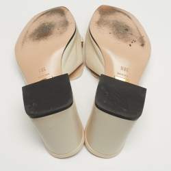 مملوكة مسبقًا Gucci Horsebit Size 38.5 Cream  Leather Slide Sandals