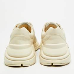 Pre Owned حذاء رياضي غوتشي جلد كريمي بشعار قديم ريتون مقاس 36.5