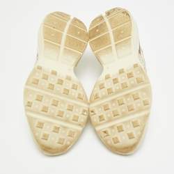 Pre Owned حذاء رياضي غوتشي جلد كريمي بشعار قديم ريتون مقاس 36.5