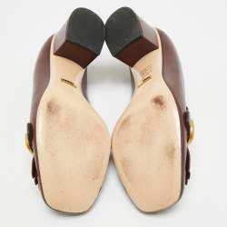 Pre Owned حذاء كعب عالي غوتشي جي جي مارمونت جلد خمري مقاس 39.5