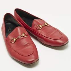 Pre Owned Gucci Jordaan Size 41 Red Leather Horsebit Loafers