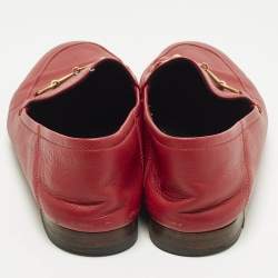Pre Owned Gucci Jordaan Size 41 Red Leather Horsebit Loafers