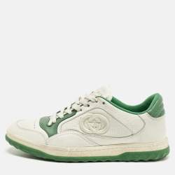 مملوكة مسبقًا Gucci Mac80 Size 37 Green/White Fabric and Leather Slip On Sneakers