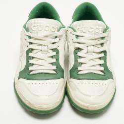 مملوكة مسبقًا Gucci Mac80 Size 37 Green/White Fabric and Leather Slip On Sneakers