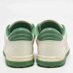 مملوكة مسبقًا Gucci Mac80 Size 37 Green/White Fabric and Leather Slip On Sneakers